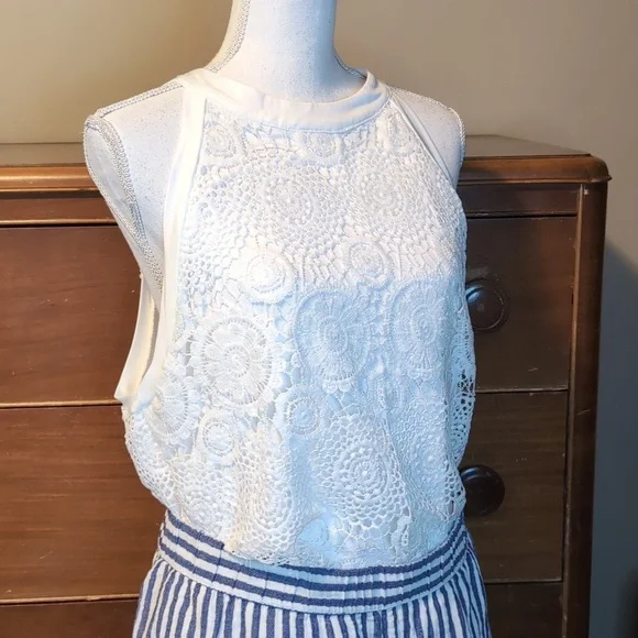 White Boho Lace Loose Fit Tank Top Halter Top Neck XXL - Picture 2 of 15